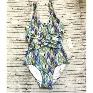 NWT Helen Jon Womens Zuma Underwire One Piece Sz XS Swim Bathing Suit Multicolor